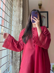 3 Piece Lawn Dress with Farshi Shalwar – Printed Stitched Lawn Suit for Women
