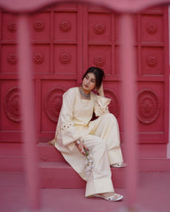 Cream Swan Farshi Set | Summer Collection
