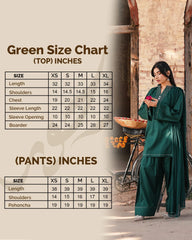 Green Farshi Set | Elegant Cotton Short Shirt with Farshi Shalwar by Rehwar