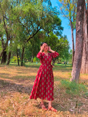 Red-Printed Lawn Dress