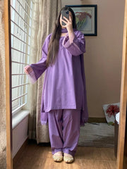 3 Piece Lawn Dress with Shalwar – Printed Stitched Lawn Suit for Women